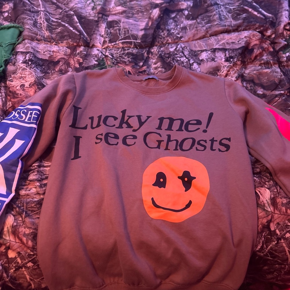 Brown Graphic Sweatshirt with Orange Smiley